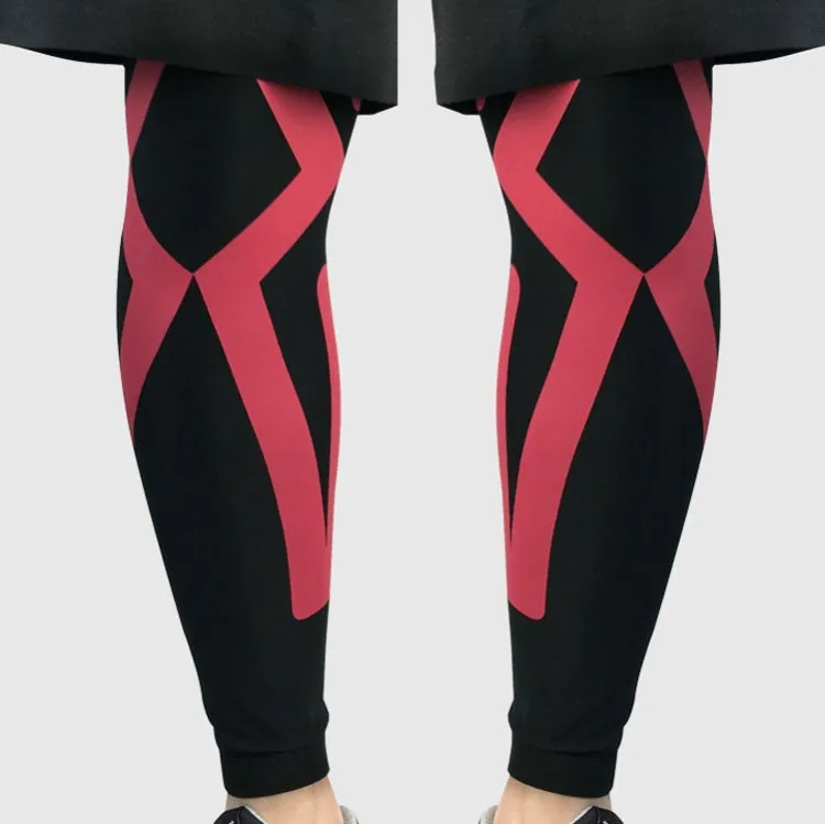 1pair  Sports Knee Pads Compression Elastic Protective Thigh And Calve Cover, Specification: L (Black / Red)