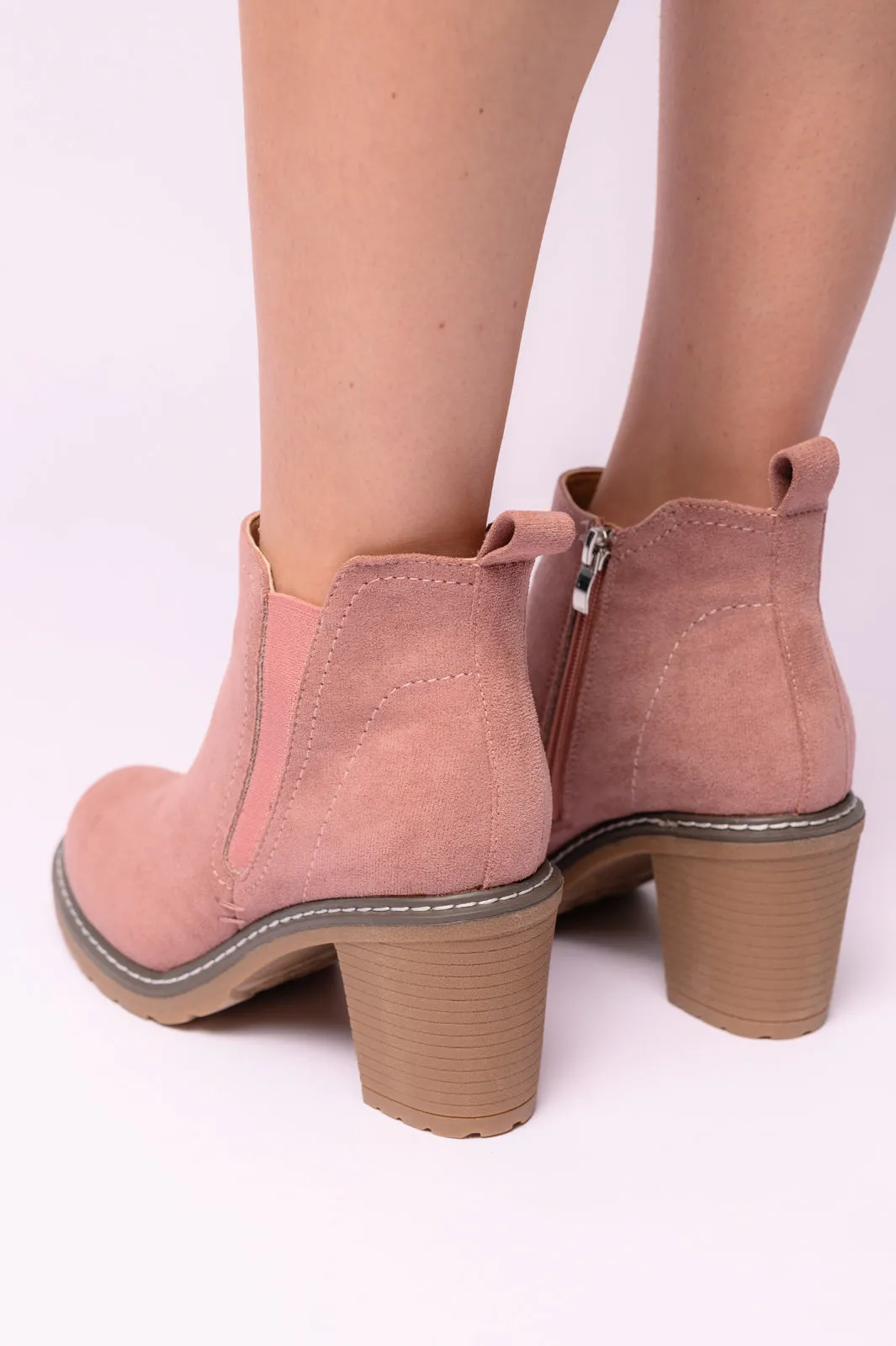 Bite Me Bootie in Blush Faux Suede - CORKYS