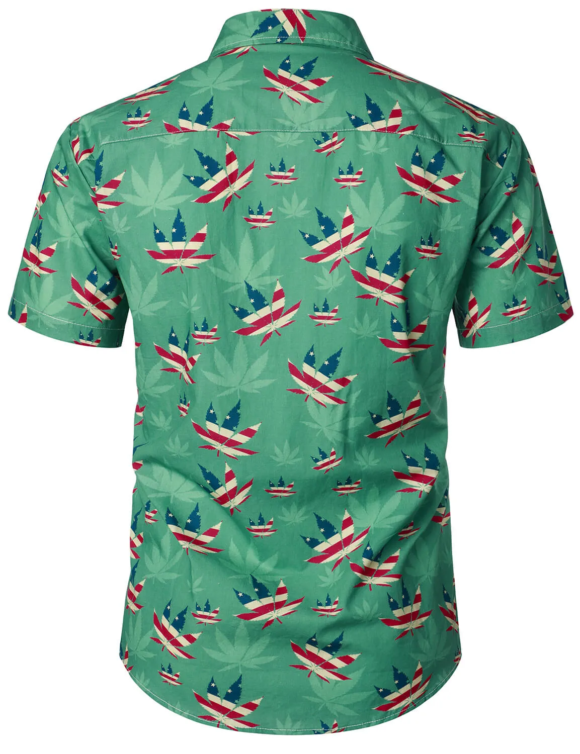 Men's Casual American Flag USA Patriotic 4th of July Print Holiday Short Sleeve Shirt